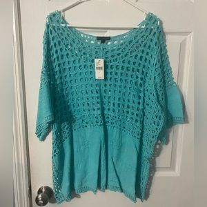 Lane Bryant Turquoise Crochet Top